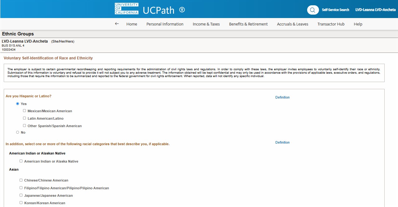 Personal Data UCPATH